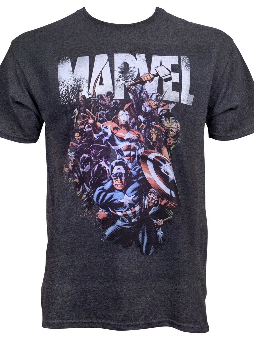 Marvel Men's Dark Gray Captain America & Avengers Graphic Tee